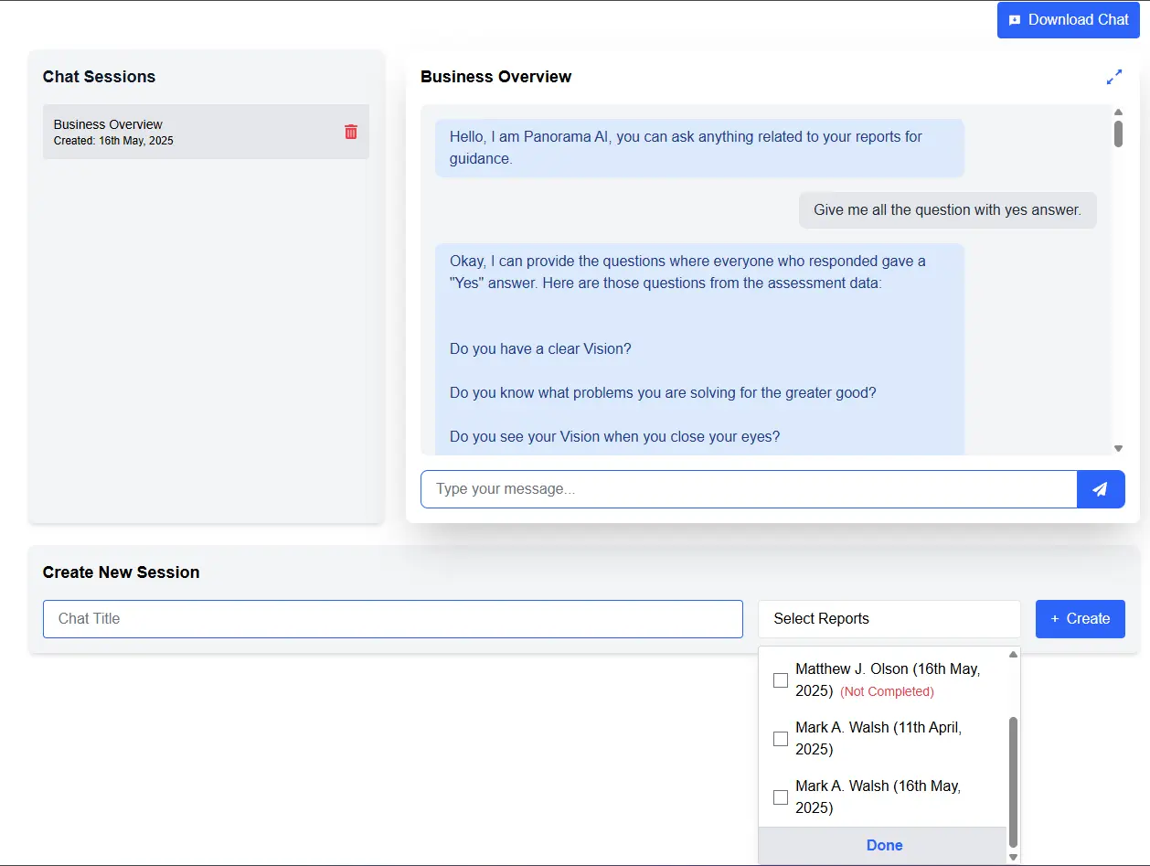 Chat Sessions & Report Analysis