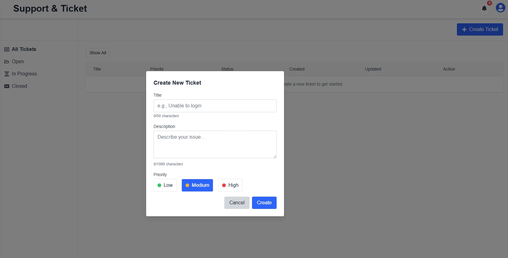 Submit a Support Ticket